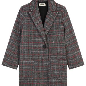 Zadig & Voltaire Frakke – Akryl/Uld – Gråternet m. Rød