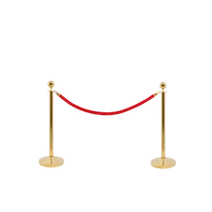 Securit® CLASSIC GOLD – Sæt med 2 afspærringsstolper og 1 rødt velour reb