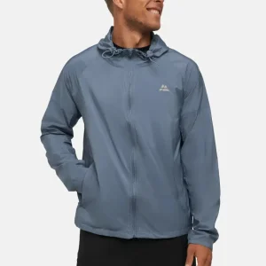 DANISH ENDURANCE RUNNING WINDBREAKER, Blå, 1-Pak, vindtæt og vandafvisende jakke med justerbar hætte og elastiske manchetter